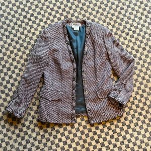 SALE Vintage Carlisle pink and gray tweed blazer with chain link detail
